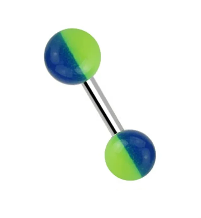 14G Green – Blue Glow in the Dark Barbell