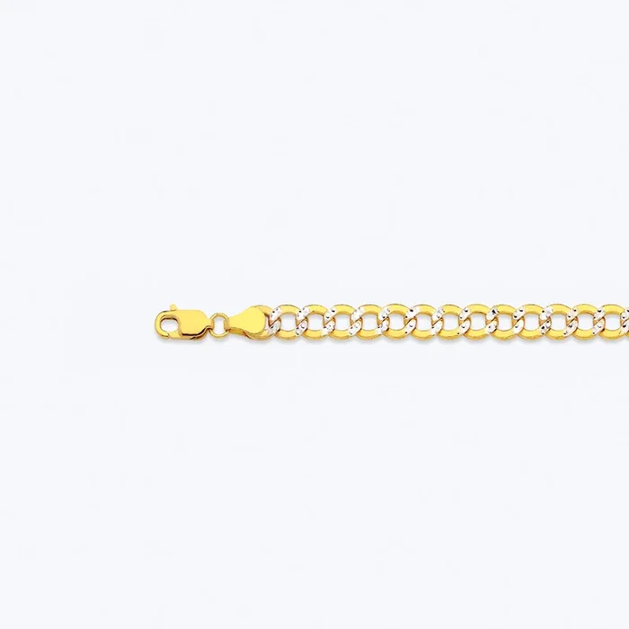 14K 5.5MM YELLOW GOLD HOLLOW PAVE CURB 26″ CHAIN NECKLACE (AVAILABLE IN LENGTHS 7″ – 30″)