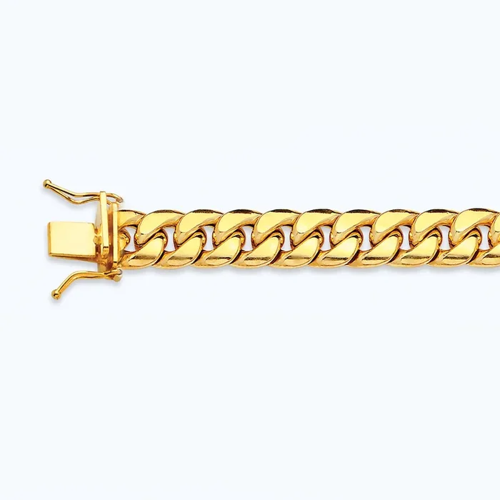 14K 8.5MM YELLOW GOLD HOLLOW MIAMI CUBAN 8″ CHAIN BRACELET (AVAILABLE IN LENGTHS 7″ – 30″)