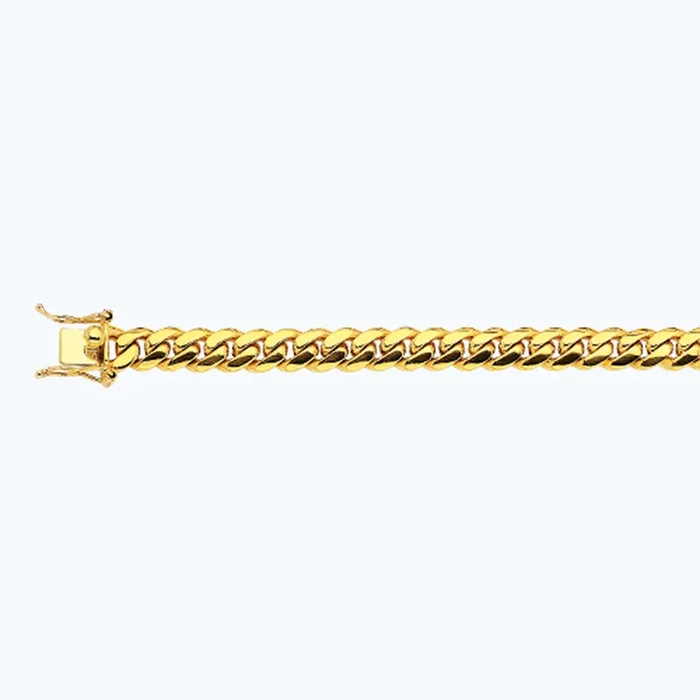 14K 9MM YELLOW GOLD SOLID MIAMI CUBAN 8.5″ CHAIN BRACELET (AVAILABLE IN LENGTHS 7″ – 30″)