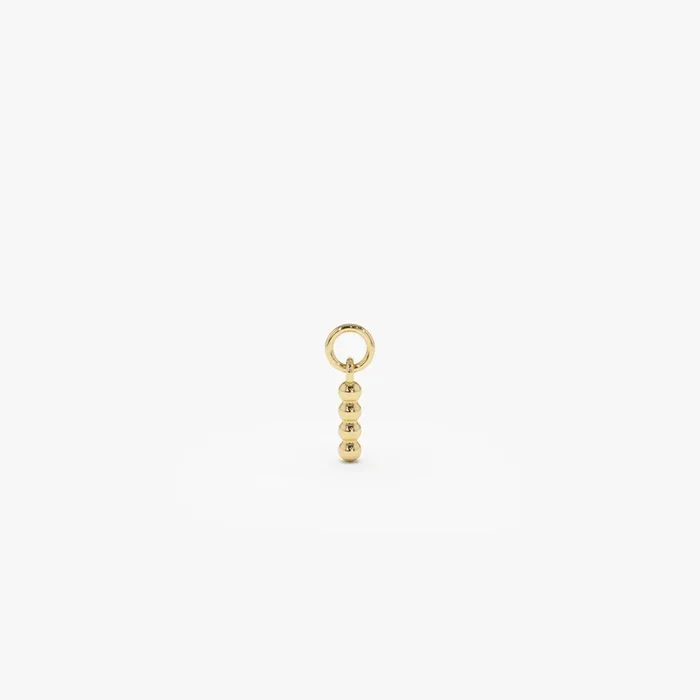 14k Beaded Hoop Charm