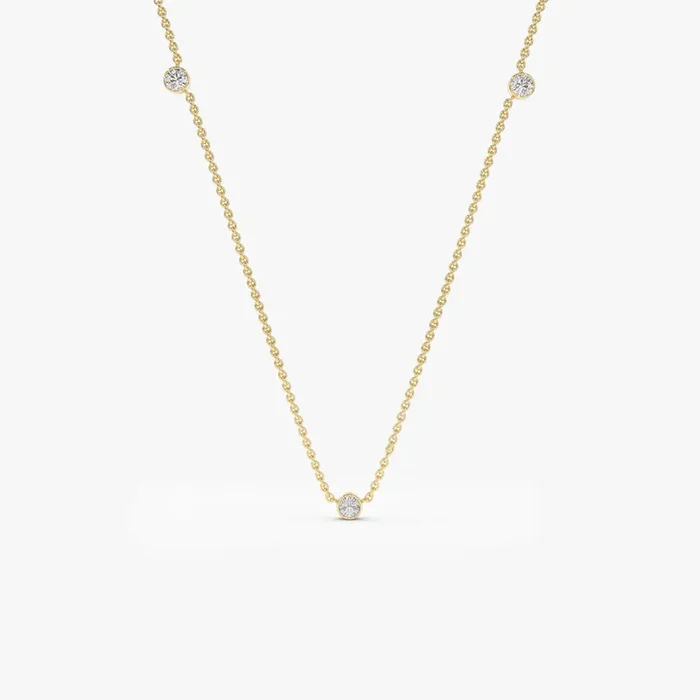 14k Bezel Setting Diamond by the Yard Necklace