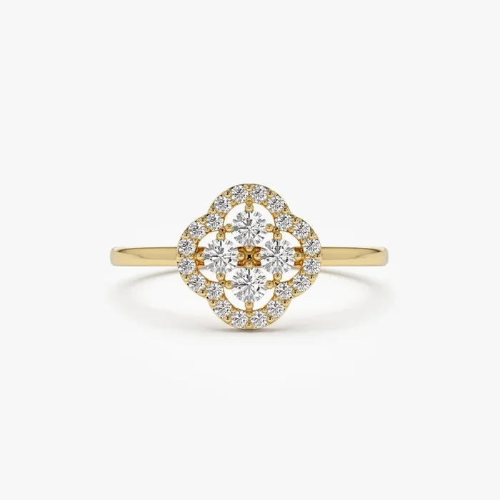 14k Clover Diamond Cluster Ring