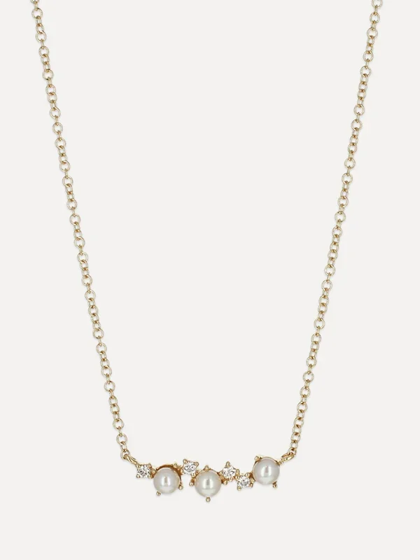 14K Diamond & Pearl Necklace