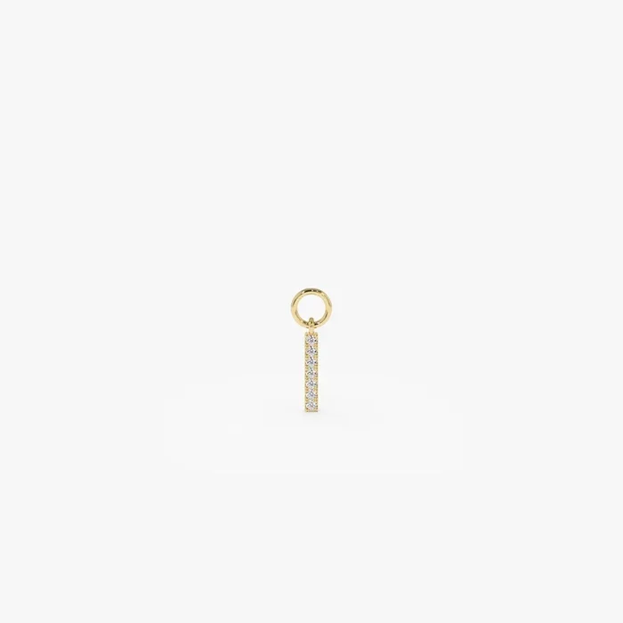 14k Diamond Bar Hoop Charm