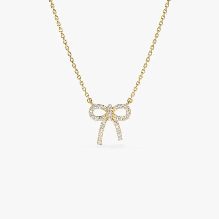 14k Diamond Bow Necklace