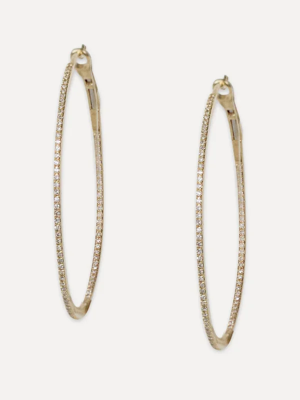 14K Diamond Large Oval Hoops