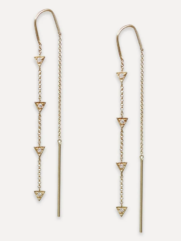 14K Diamond Triangle Threader Earrings