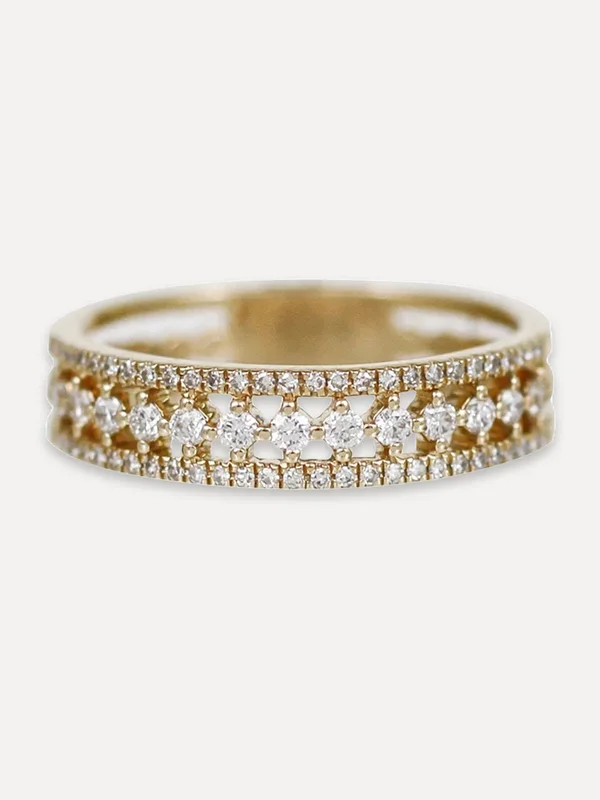 14K Diamond Triple Layered Band