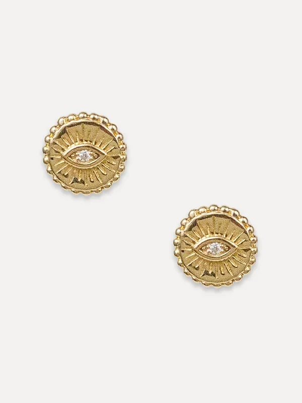 14K Evil Eye Round Studs