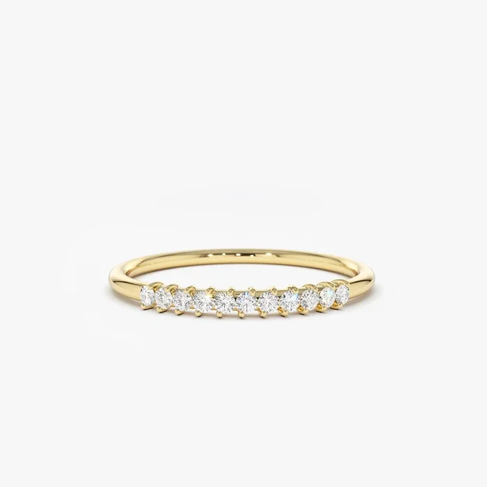 14K Gold 11 Stone Petite Diamond Wedding Band
