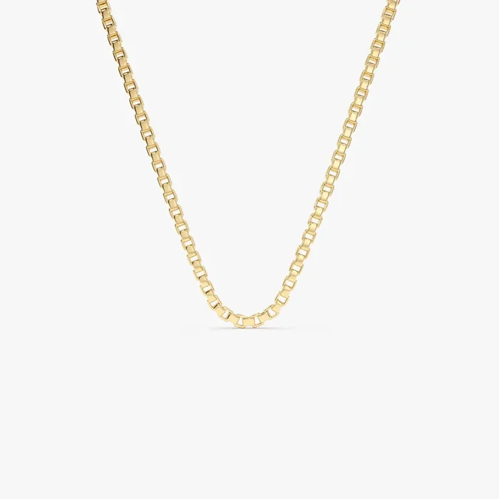 14K Gold Box Chain Necklace 1.25mm