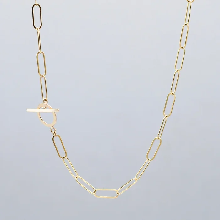 14k Gold Filled Extra Large Paperclip Toggle Necklace