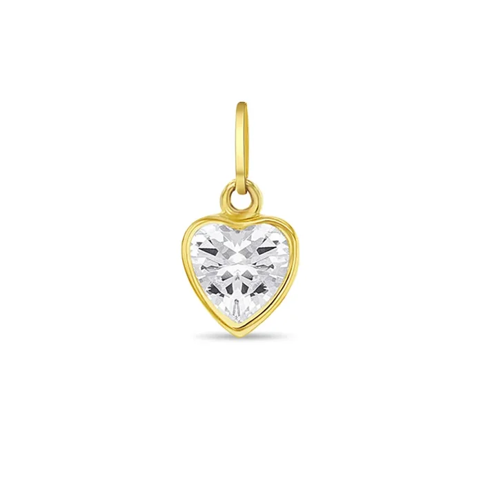 14k Gold Glimmering Clear CZ Heart Kids / Children’s / Girls for Charm Bracelet
