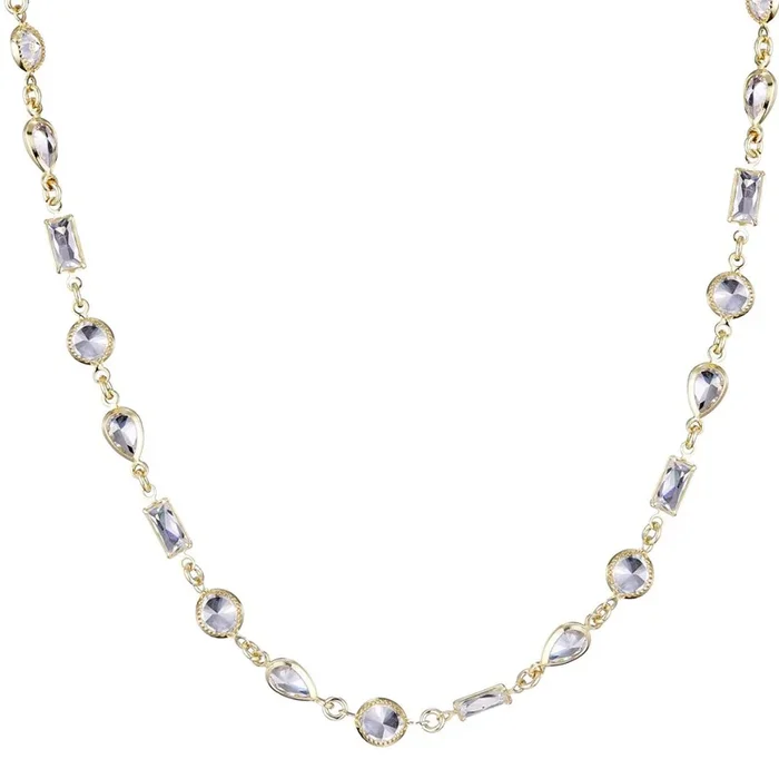 14k Gold Plated Mixed Shape Crystal Necklace