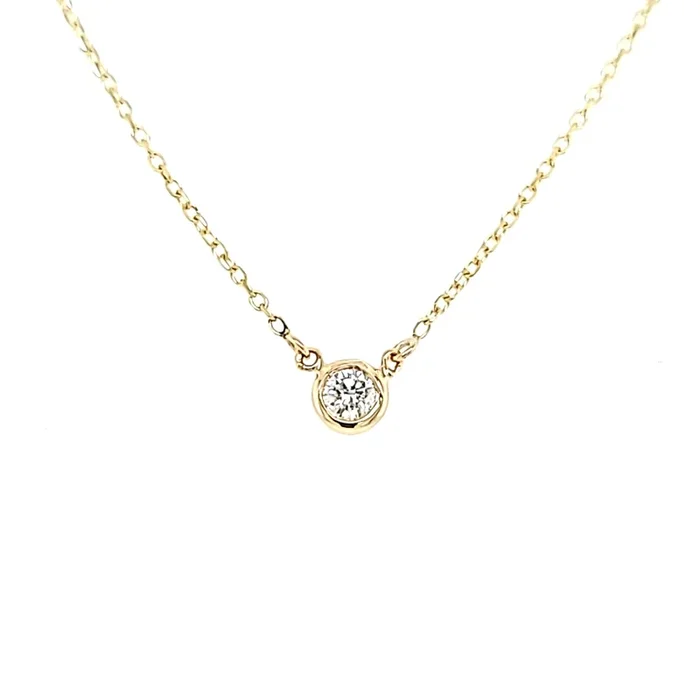 14k Gold Single Bezel Diamond Necklace