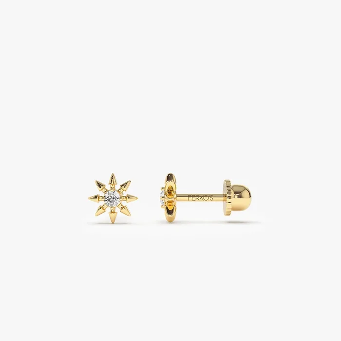 14k Gold Star Diamond Helix Piercing