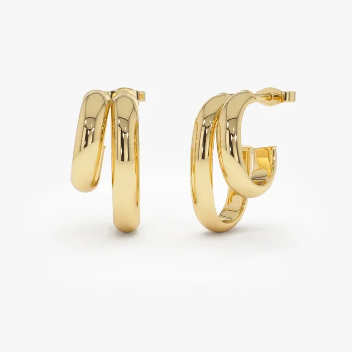14k Modern Double Hoop Earrings
