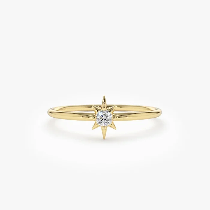 14K North Star Stacking Diamond Ring