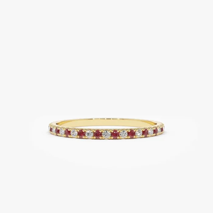 14K Ruby and Diamond Alternating Eternity Ring