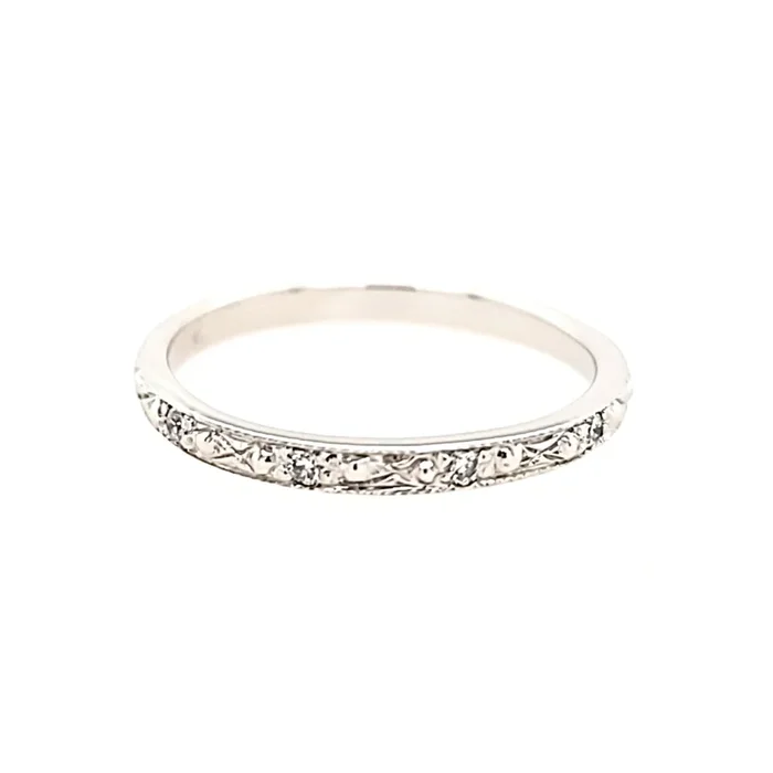 14k White Gold Diamond Etched Filigree Band (I5769)
