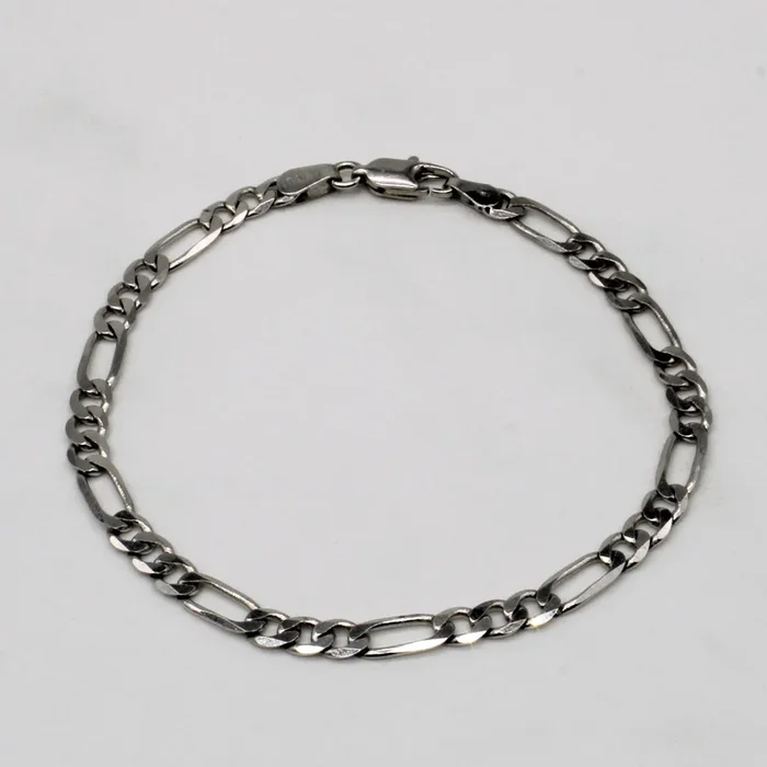 14k White Gold Figaro Bracelet | 7″ |