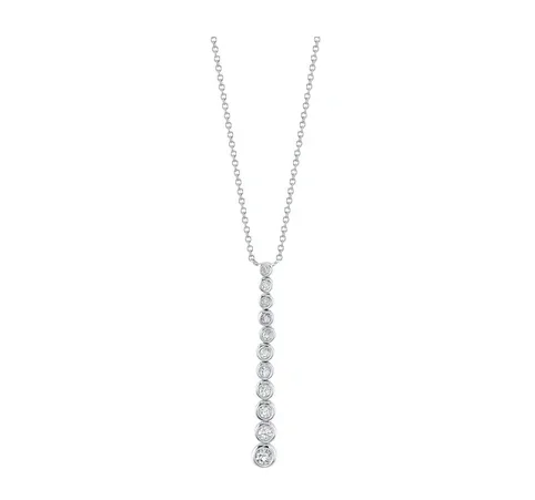 14K White Gold Round Shape Diamond Drop Pendant (.37ctw)