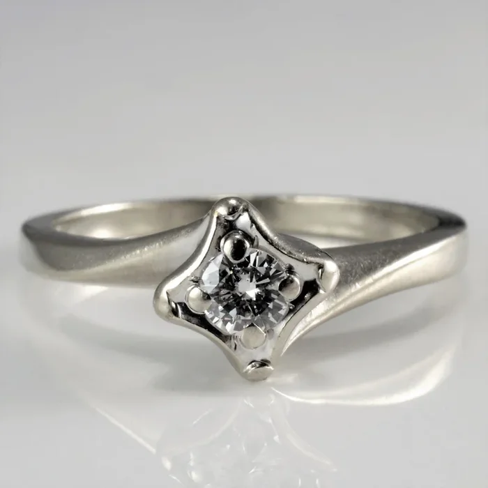 14k White Gold Solitaire Diamond Bypass Ring | 0.15ct | SZ 6.25 |