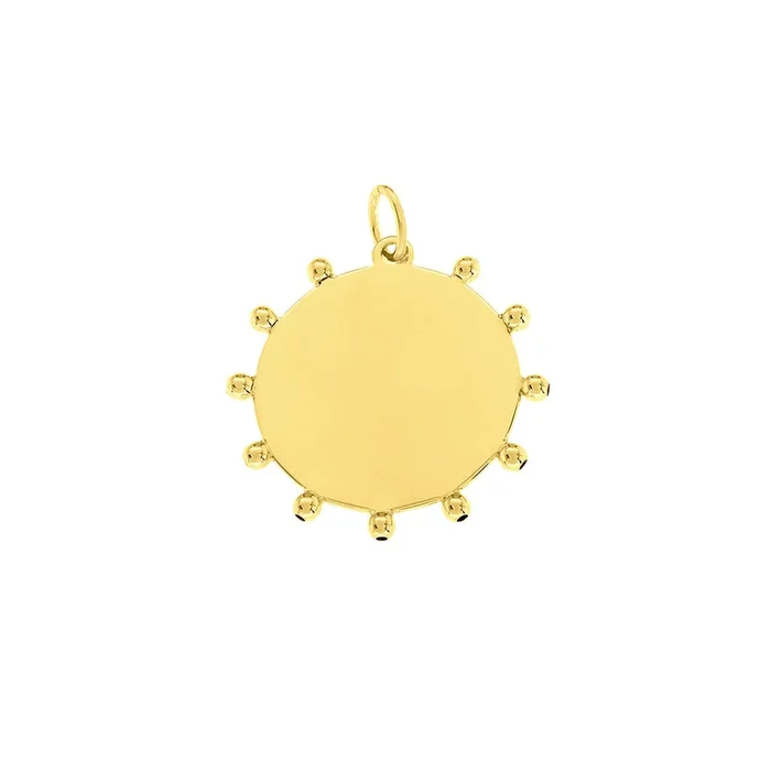 14K Yellow Gold Bead Trim Disc Charm