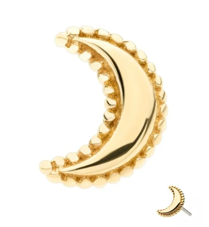 14kt Gold Beaded Crescent Moon Threadless Top