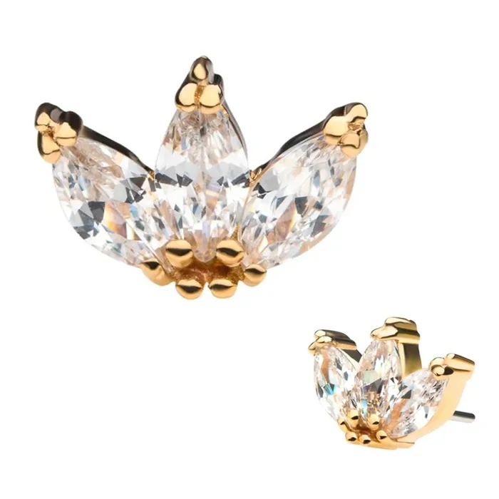 14kt Gold Liege CZ Threadless Top