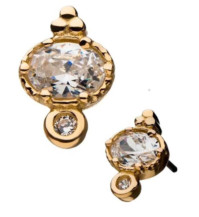 14kt Gold Seer CZ Threadless Top