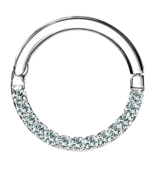 14kt White Gold CZ Rim Hinged Segment Ring