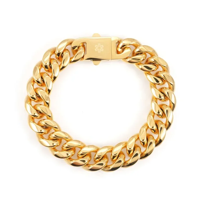 14MM Cuban Link Bracelet 14K Gold