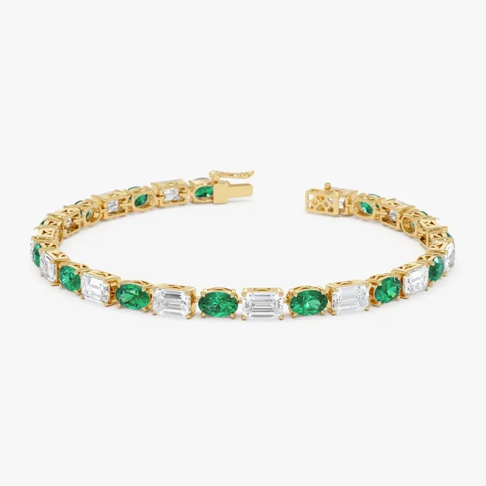 15.30 ctw 14k Lab Grown Colombian Emerald and Diamond Bracelet – Brooke