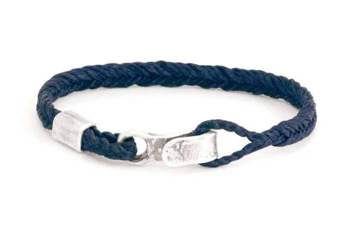 #155 – Men’s bracelet Canvas Sterling Silver blue