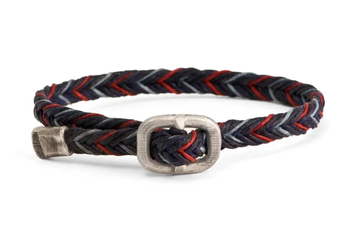 #159 – Men’s bracelet Canvas Sterling Silver blue red lightblue