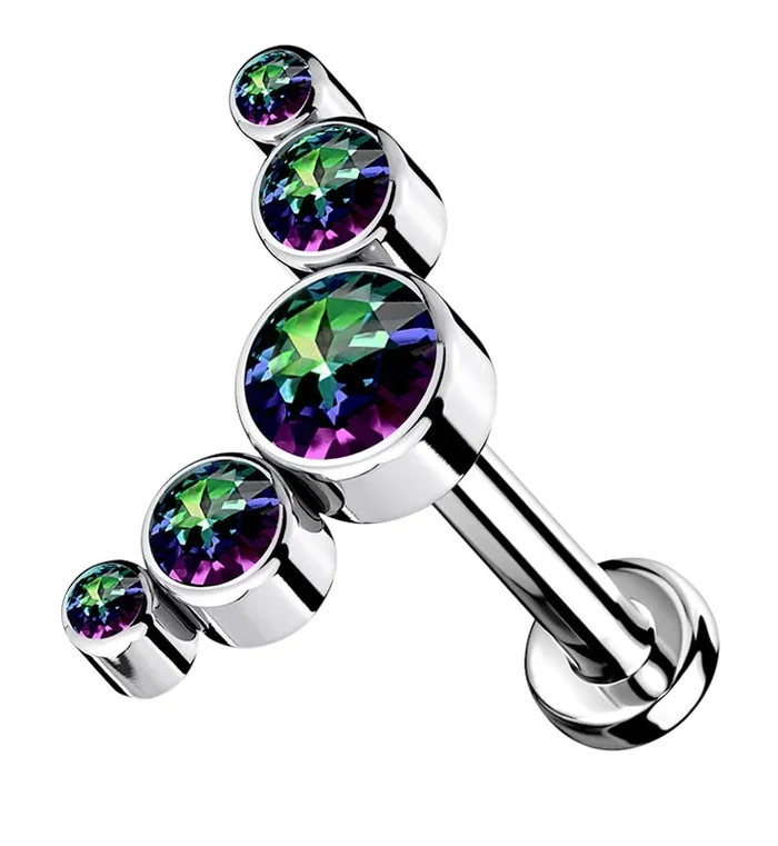 16G Black Aurora CZ Truce Top Titanium Labret