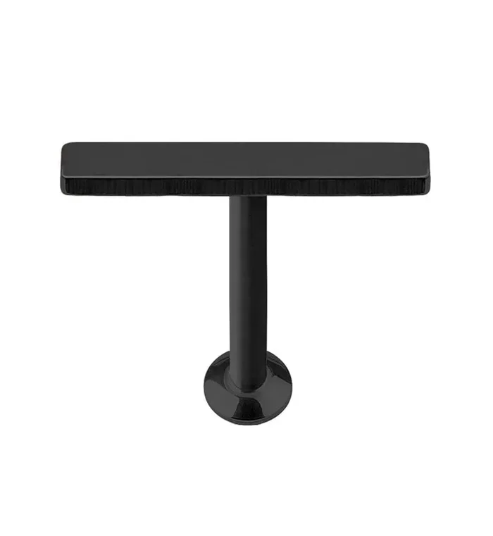 16G PVD Black Large Bar Internally Threaded Flat Back Steel Post