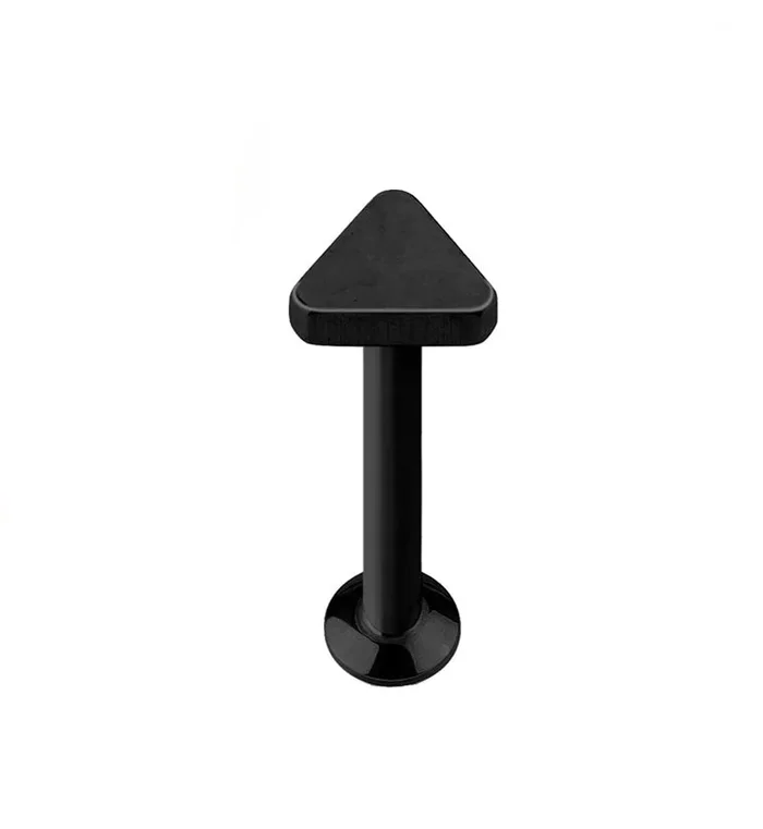 16G PVD Black Triangle Top Internally Threaded Flat Back Steel Post