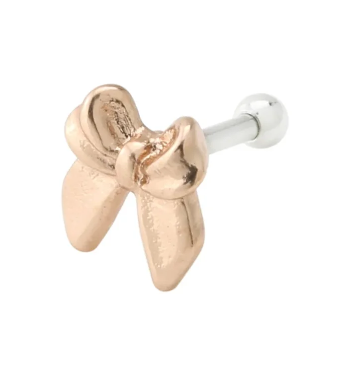 16G Rose Gold PVD Bow Tragus – Cartilage Barbell