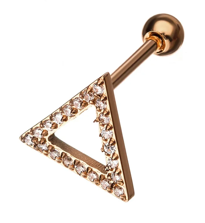 16G Rose Gold PVD Triangle Cartilage Barbell