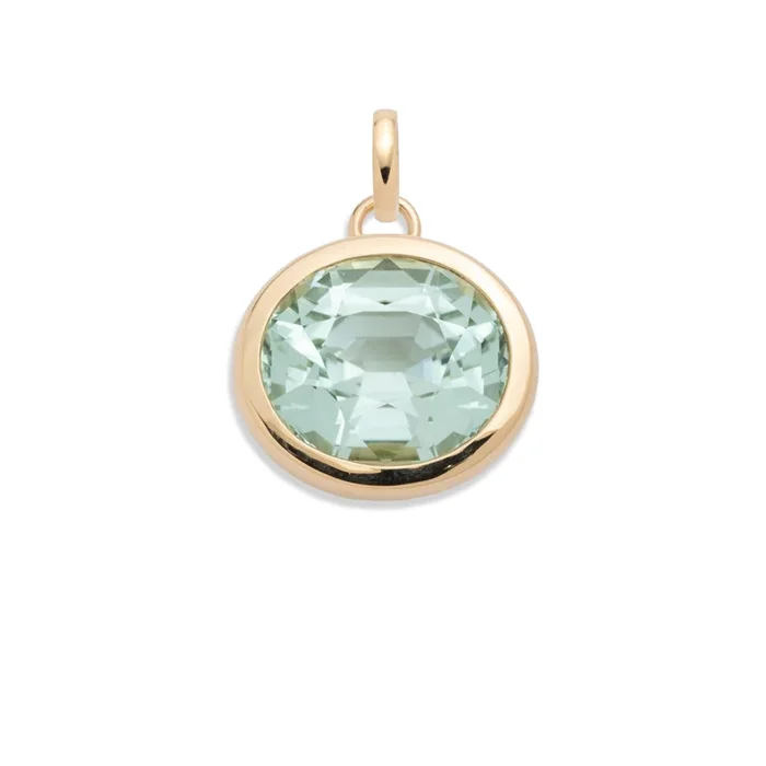 17.41ct Oval Cut One-of-a-Kind Seafoam Tourmaline Gemstone Cache Link Pendant : in Yellow Gold and an Annex Link