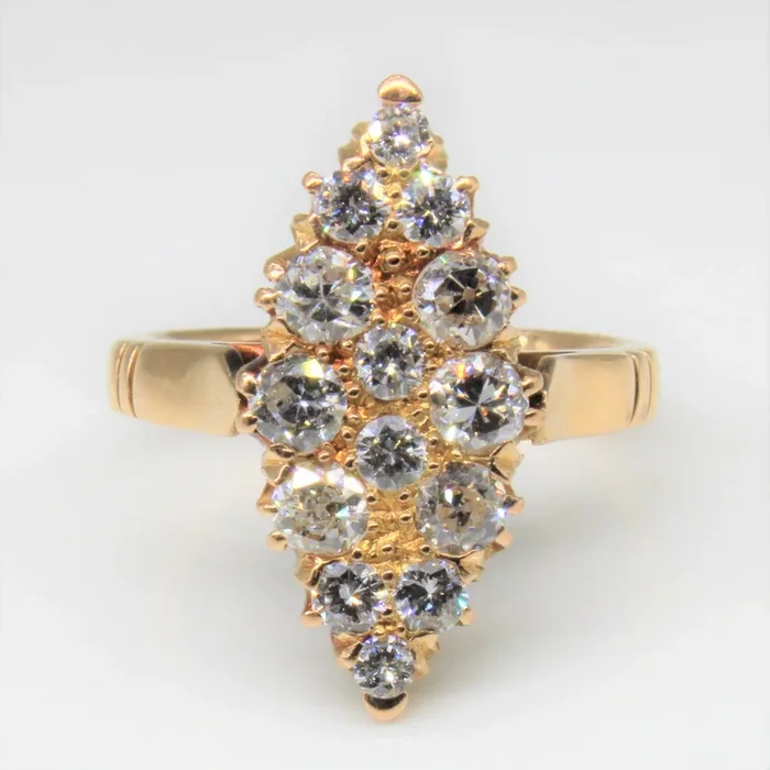 1890s Diamond Navette Ring | 1.30ctw | SZ 5.5 |