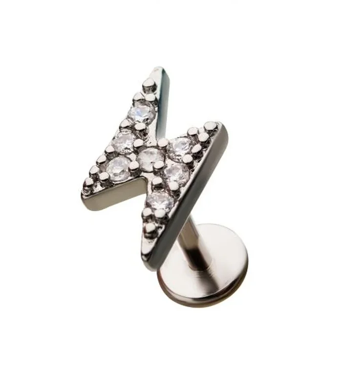 18G Electric Bolt Gem Cartilage Labret