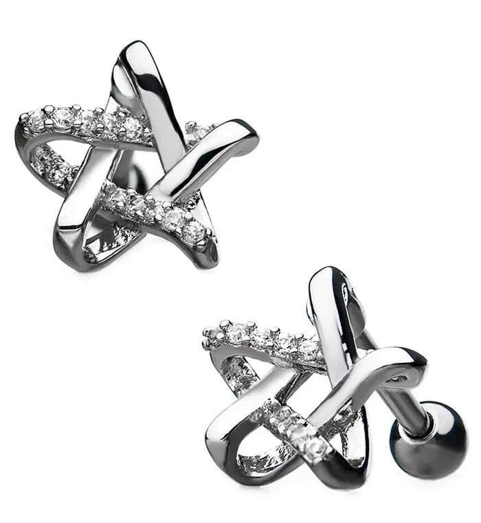 18G Gem Star Cartilage Barbell