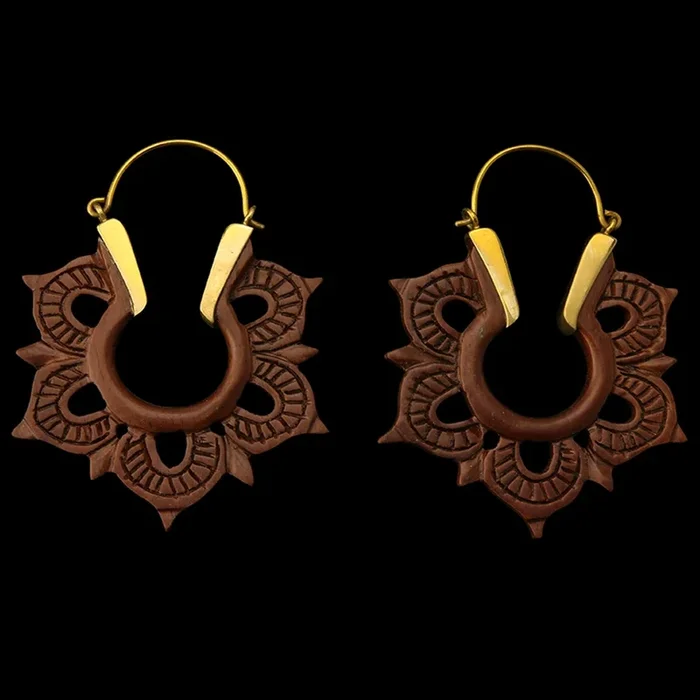 18G Mandala Engraved Wooden Hangers – Earrings
