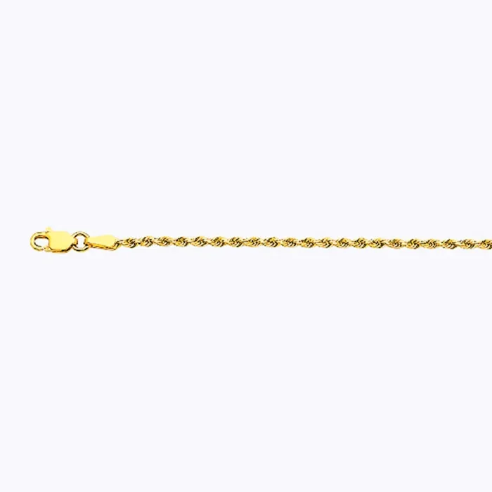 18K 2MM YELLOW GOLD SOLID DC ROPE 8.5″ CHAIN BRACELET (AVAILABLE IN LENGTHS 7″ – 30″)