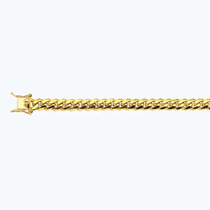 18K 7MM YELLOW GOLD SOLID MIAMI CUBAN 8.5″ CHAIN BRACELET (AVAILABLE IN LENGTHS 7″ – 30″)