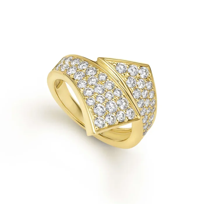 18K Caviar Gold and Diamond Linear Ring